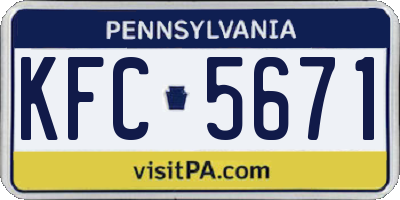 PA license plate KFC5671