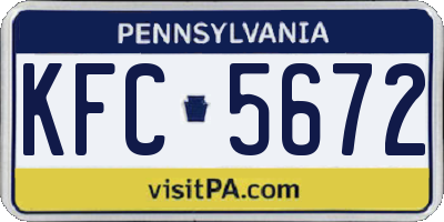 PA license plate KFC5672