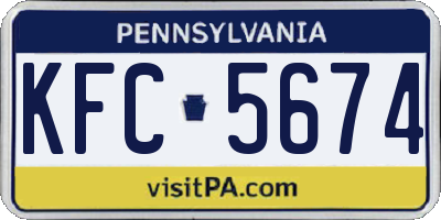 PA license plate KFC5674
