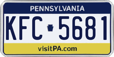 PA license plate KFC5681