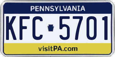 PA license plate KFC5701