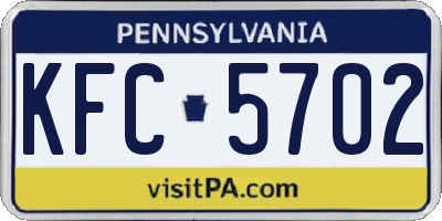 PA license plate KFC5702