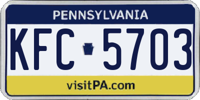 PA license plate KFC5703
