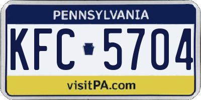 PA license plate KFC5704
