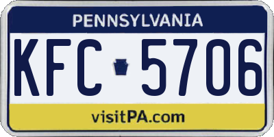 PA license plate KFC5706