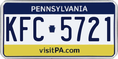 PA license plate KFC5721