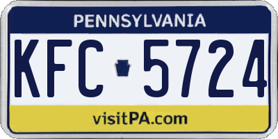 PA license plate KFC5724