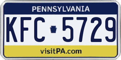 PA license plate KFC5729