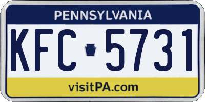 PA license plate KFC5731