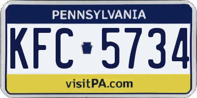 PA license plate KFC5734