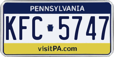 PA license plate KFC5747