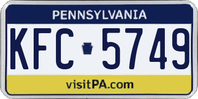 PA license plate KFC5749