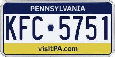 PA license plate KFC5751