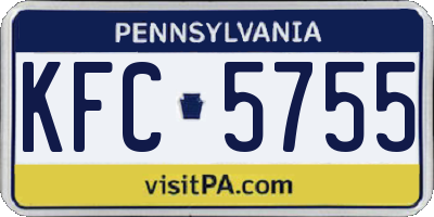 PA license plate KFC5755