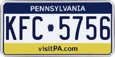 PA license plate KFC5756