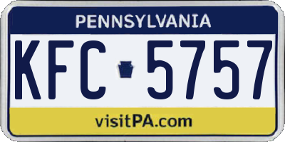 PA license plate KFC5757
