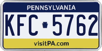 PA license plate KFC5762