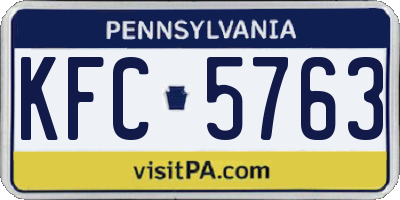 PA license plate KFC5763