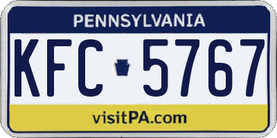 PA license plate KFC5767
