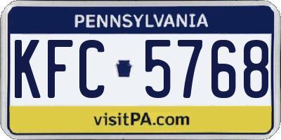 PA license plate KFC5768