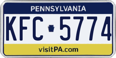 PA license plate KFC5774