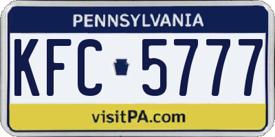 PA license plate KFC5777