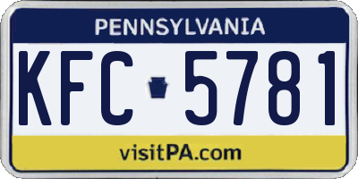 PA license plate KFC5781