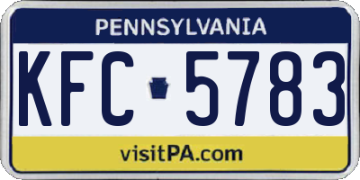PA license plate KFC5783
