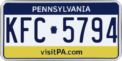 PA license plate KFC5794