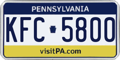 PA license plate KFC5800