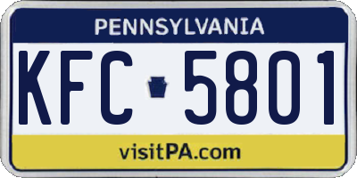 PA license plate KFC5801