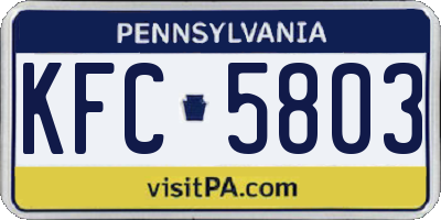 PA license plate KFC5803