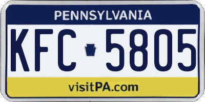 PA license plate KFC5805