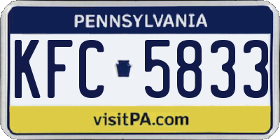 PA license plate KFC5833