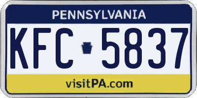 PA license plate KFC5837
