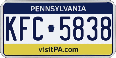 PA license plate KFC5838