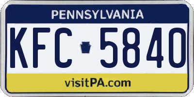 PA license plate KFC5840