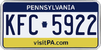 PA license plate KFC5922