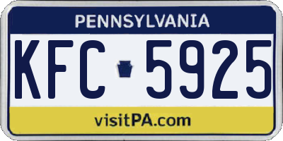 PA license plate KFC5925