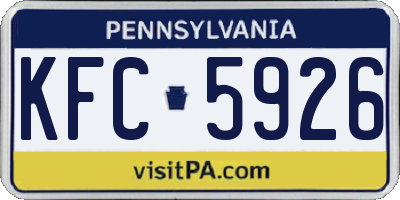 PA license plate KFC5926
