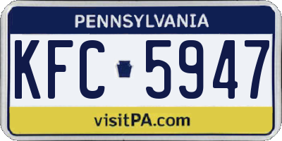PA license plate KFC5947