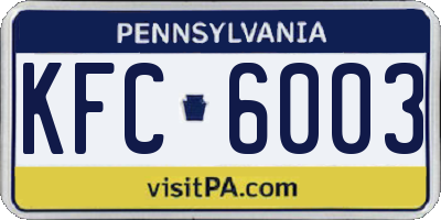 PA license plate KFC6003