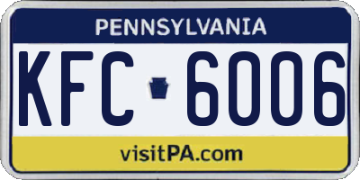 PA license plate KFC6006