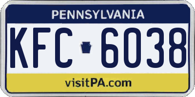 PA license plate KFC6038