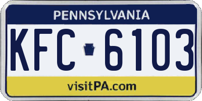 PA license plate KFC6103