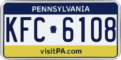 PA license plate KFC6108