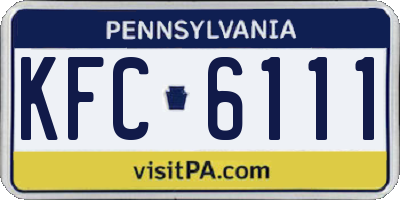 PA license plate KFC6111