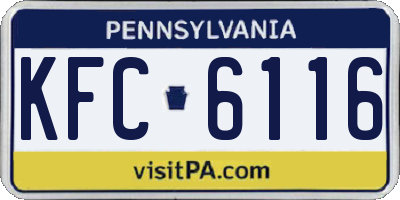 PA license plate KFC6116