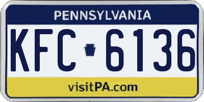 PA license plate KFC6136