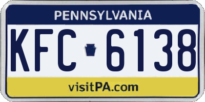 PA license plate KFC6138